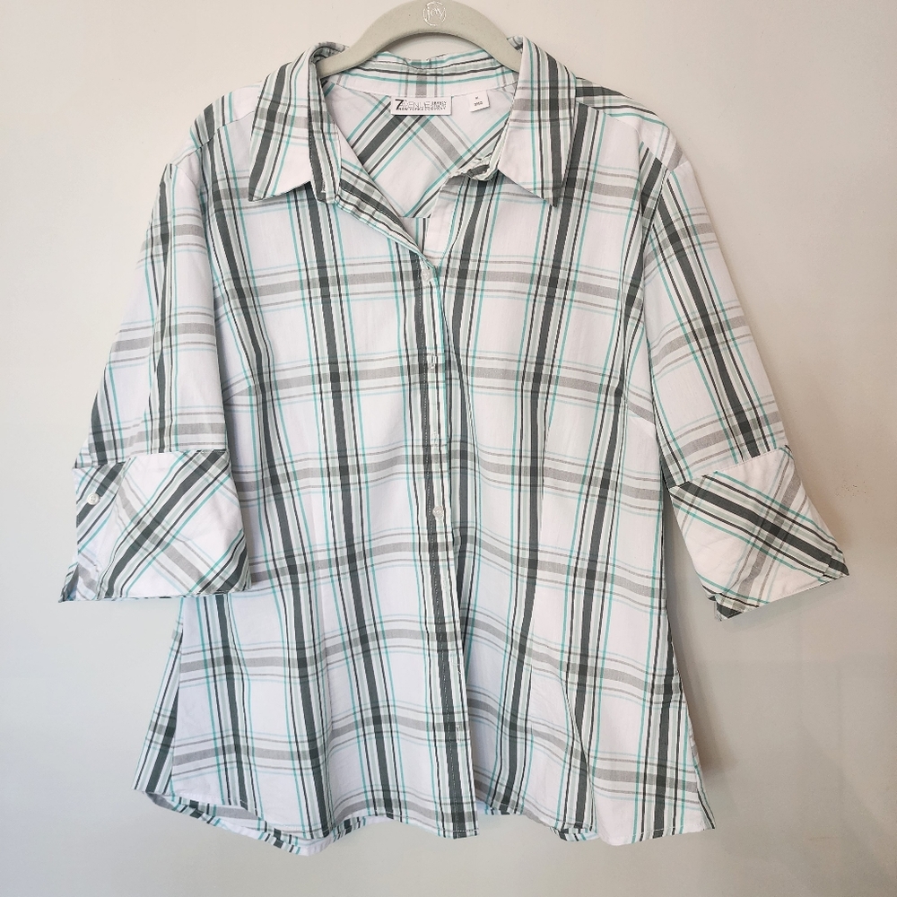 7th Avenue New York & Company size XL button up plaid shirt